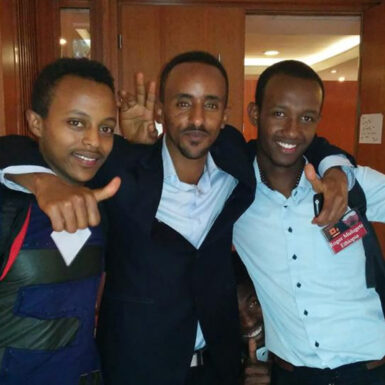 Robel Tessema with friends